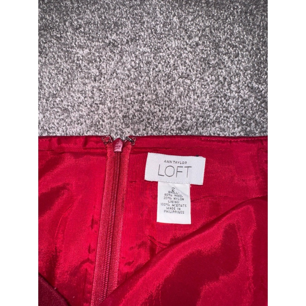 Ann Taylor Loft Women's Red Wool Blend Pencil Skirt - Size 2 - Picture 2 of 8